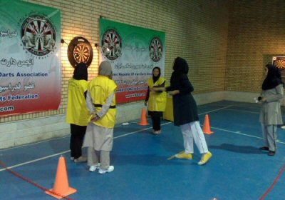 Iranian ladies darts players in action