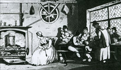 The kitchen of Country Inn, 1797 showing the Turnspit Dog