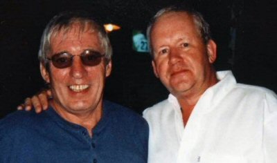 Patrick with Terry McGovern of the Pafos Friendly Darts League (Photo: Moppix)